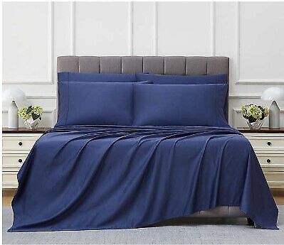 Photo 1 of KING SIZE Kirkland Signature 680 Thread Count Sheet Set, Dark Blue / Sheet Set Includes: 1 Flat Sheet, 1 Fitted Sheet, 4 Pillowcases