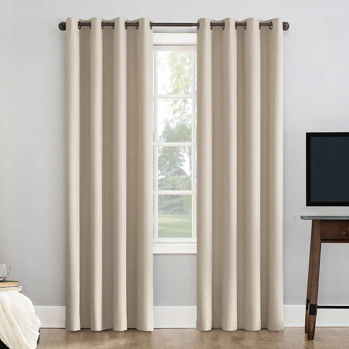 Photo 1 of Sun Zero Pratt Tonal Texture Fleece Insulated 100% Blackout Window Curtains, 2-pack 100X96