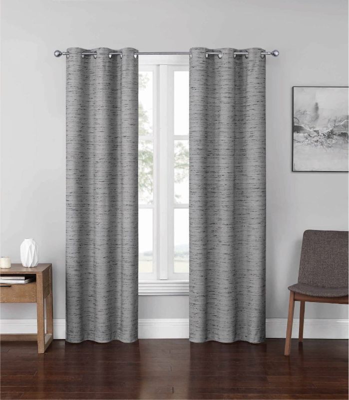 Photo 1 of 2 panels Eclipse Total Blackout Magnitech Curtains, Grey, 52in x 84in each panel