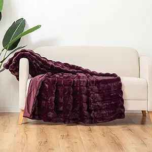 Photo 1 of Berkshire Collection Faux Fur Plush Throw Blanket, 60"x70" (Purple)