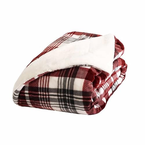 Photo 1 of The Ultimate Luxurious Faux Fur Throw Blanket Reversing to Plush 60" X 70" Machine Washable, Red Plaid