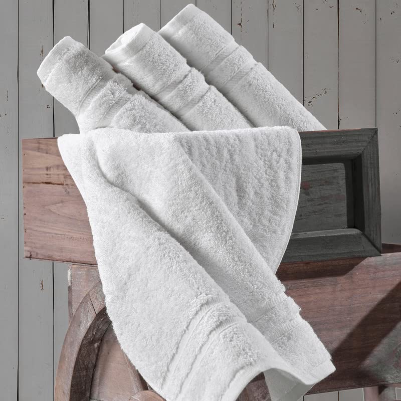 Photo 1 of PURELY INDULGENT 4 PACK HAND TOWELS WHITE