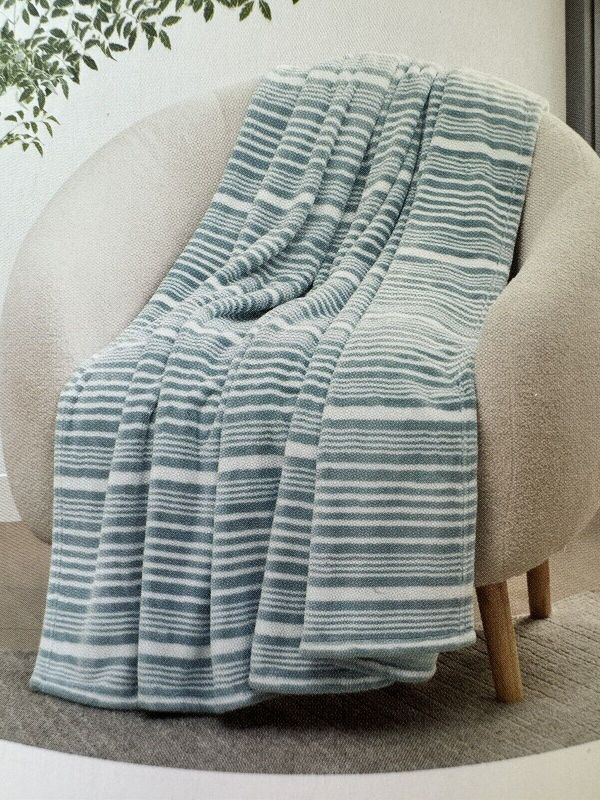 Photo 1 of Casual Living Super Soft Plush Striped Throw 60in X 70in Gray Blue Teal