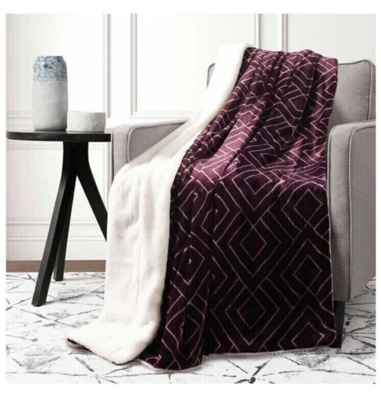 Photo 1 of  Purple/white Life Comfort The Ultimate Throw Faux Fur Blanket 60 X 70 In.