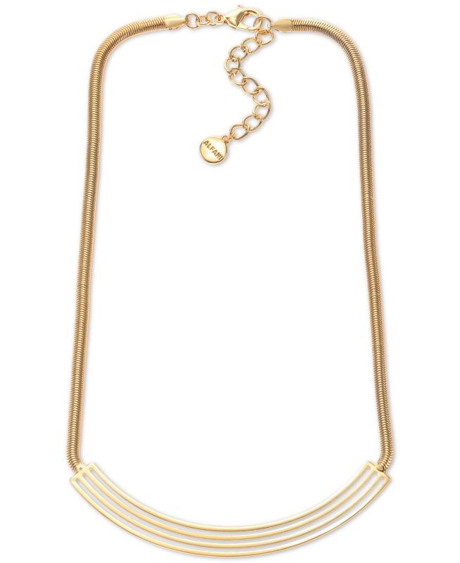 Photo 1 of Alfani Gold-Tone Curved Multi-Row Bar Snake Chain Statement Necklace, 17 + 2 Extender
