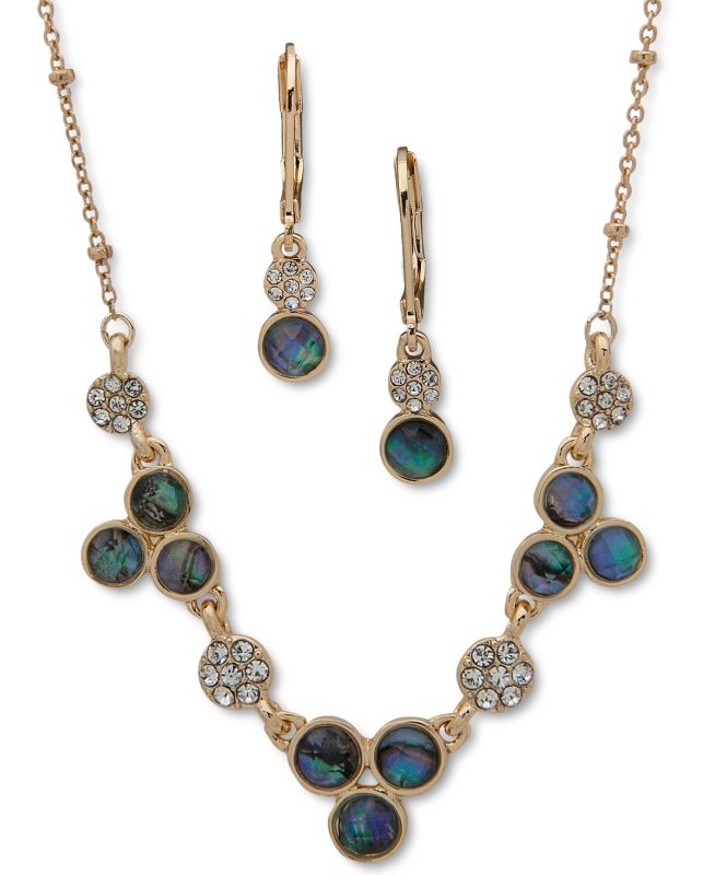 Photo 1 of Anne Klein 2-Pc. Set Pave & Stone Statement Necklace & Drop Earrings - Multi