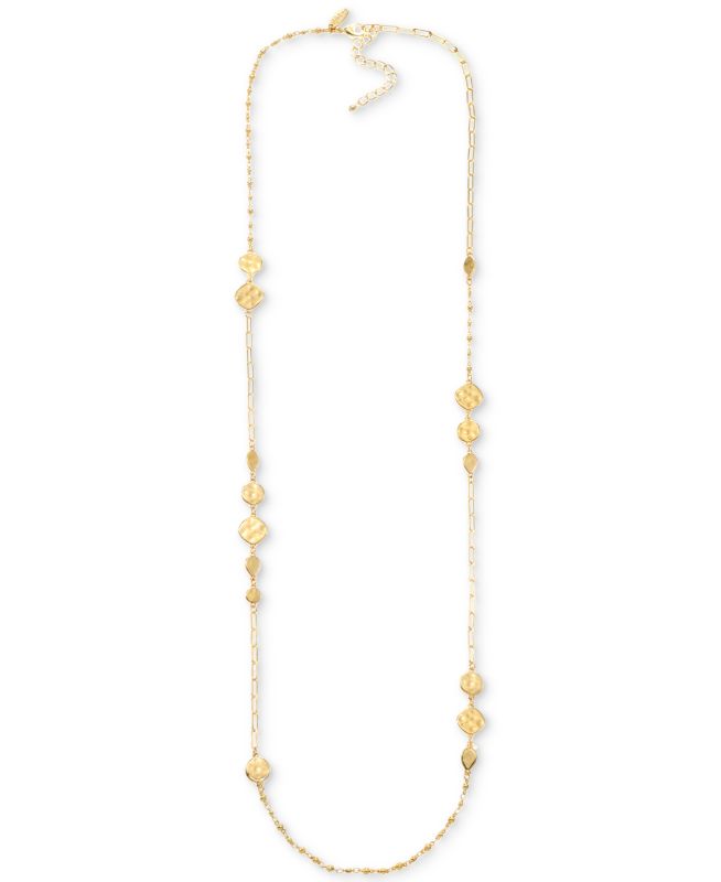 Photo 1 of Style & Co Gold-Tone Hammered Disc Mixed Chain Long Station Necklace, 42 + 3 Extender