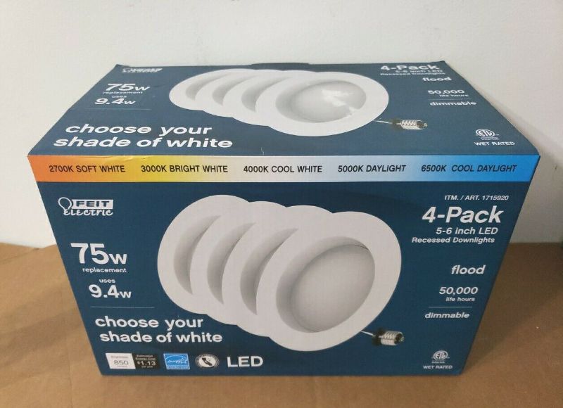 Photo 1 of Feit Electric 75W Replacement 5-CCT LED Recessed Downlight 4 Pack