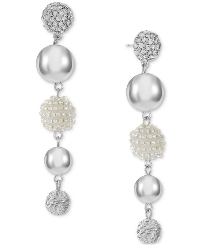 Photo 1 of INC Smooth & Beaded Ball Linear Drop Earrings,