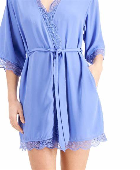 Photo 1 of SIZE S INC International Concepts Lace Trim Short Robe, 