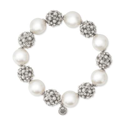 Photo 1 of Charter Club Silver-Tone Pave & Imitation Pearl Fireball Stretch Bracelet