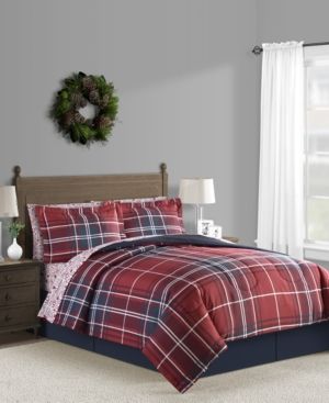 Photo 1 of Sunham Holiday Sentiments 6-Pc. Twin Comforter Set Bedding, reversible sham: reversible comforter, 3 pc sheet set and 1 bedskirt