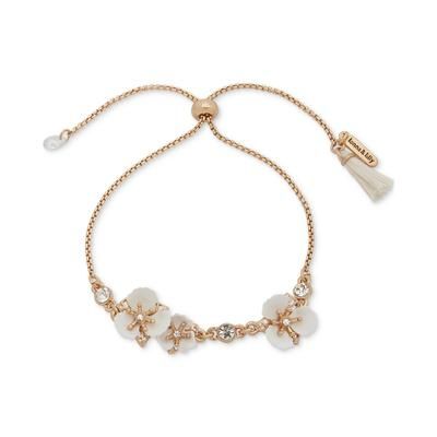 Photo 1 of Lonna & Lilly Gold-Tone White Flower Slider Bracelet