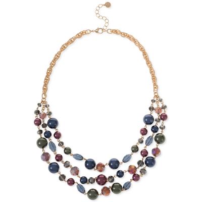 Photo 1 of Charter Club Gold-Tone Multicolor Bead & Imitation Pearl Layered Necklace, 20 + 2 Extender