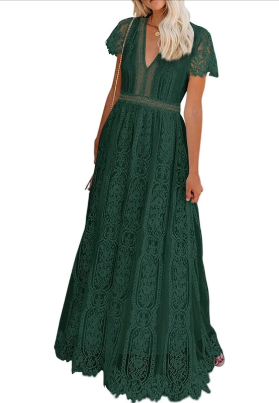 Photo 1 of BLENCOT Womens Casual Boho Floral Lace V Neck Long Evening Dress Cocktail Party Maxi Wedding Dresses 2XL