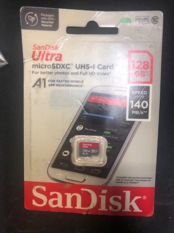 Photo 2 of SanDisk 128GB Ultra microSDXC UHS-I Memory Card - Up to 140 MB/s, C10, U1, Full HD, A1, Micro SD Card - SDSQUAB-128G-GN6MN