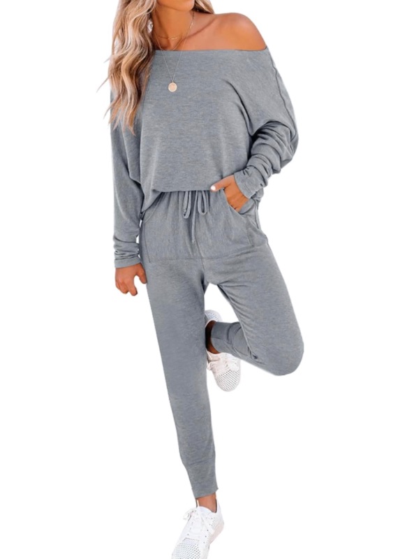 Photo 1 of Caramitty Sweatshirt For Women Two Piece Outfits Pants Batwing Sleeve Crewneck Pullover Oversized Tops Tracksuit Sweatsuits Large