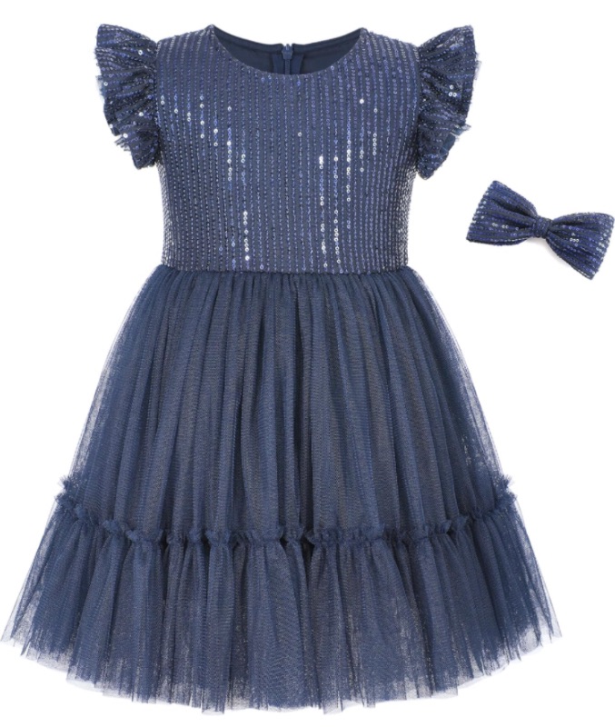 Photo 1 of Gmmidea Girls Sequin Tulle Dress Ruffle Sparkle Birthday Party Toddler Baby Tutu Dress 5/6T