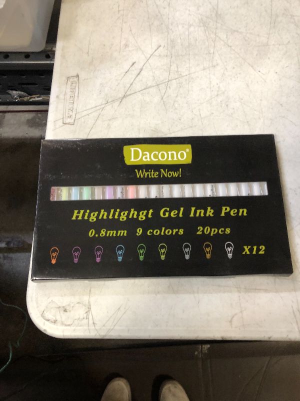 Photo 2 of Dacono 20 Packs Gold Silver White Gel Ink Pen, 8 Colors Fine Point White Pens for Highlighting on Markers Colored Pencils Watercolor Paintings Black Paper Drawing Coloring Adult Kids Artists
