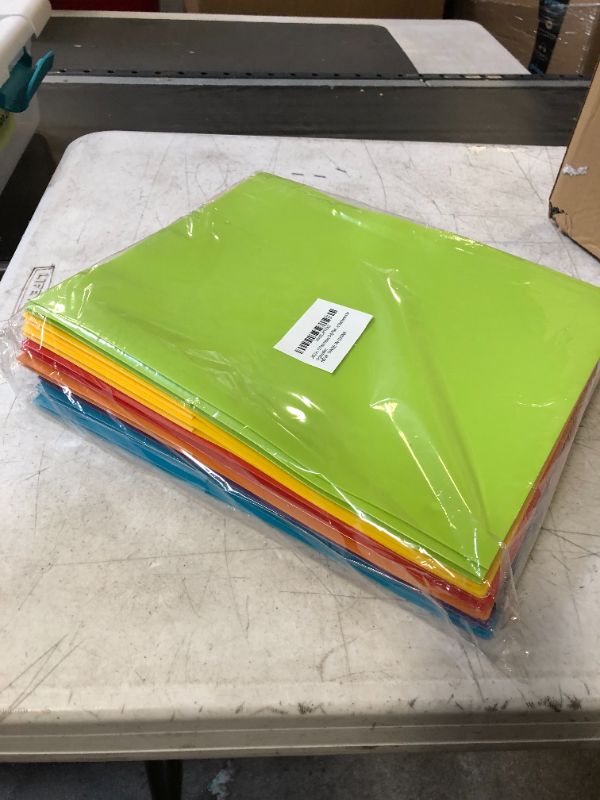 Photo 2 of JISUSU Heavy Duty Plastic Folders with Pockets and Prongs-6Pack?2 Pocket Plastic Folder with Brads, 6 Assorted Colors 3 Prong Pocket Folders with Business Card Slot, Perfect for School, Home, Office 6 pcs Blue?purple,orange ,Red ,Yellow and Green - 6 Colo