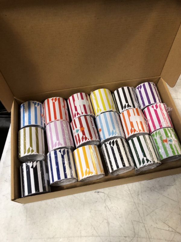 Photo 1 of 18 Packs Scalloped Bulletin Board Borders in 18 Colors, 300 Feet Polka Dot Rolled Scalloped Border Trim Classroom Borders for Bulletin Board Wall Classroom Decoration (Vertical Stripe)
