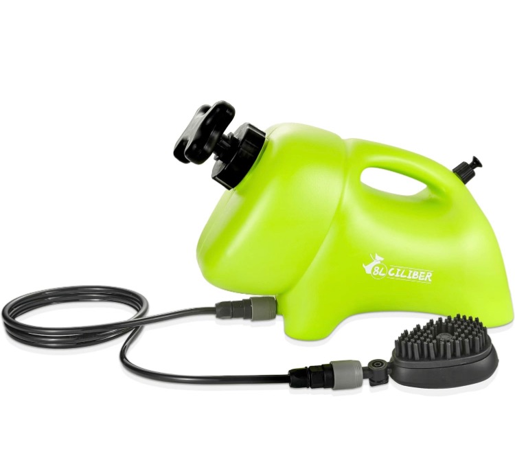 Photo 1 of 8L Portable Pet Washer Dog Paw Washer,Increase Interaction and Promote Family Harmon, Multipurpose Flushing Device with Removable Hose and Massage Brush for Horses, Dogs,Bikes, Shoes, Green