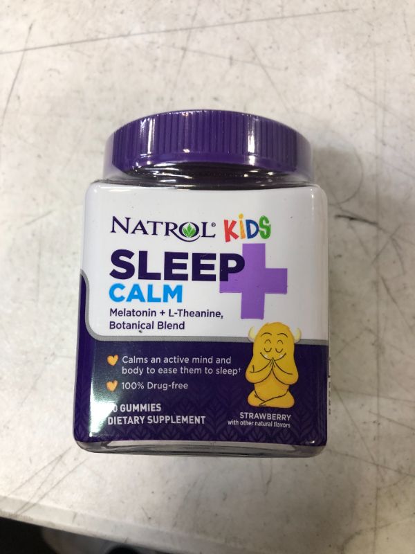 Photo 3 of Natrol Kids Sleep+ Calm, Drug Free Sleep Aid Supplement, Calm an Active Mind, Ease to Sleep, Melatonin and L-Theanine, 60 Strawberry Flavored Gummies Sleep + Calm
EXP 11/23