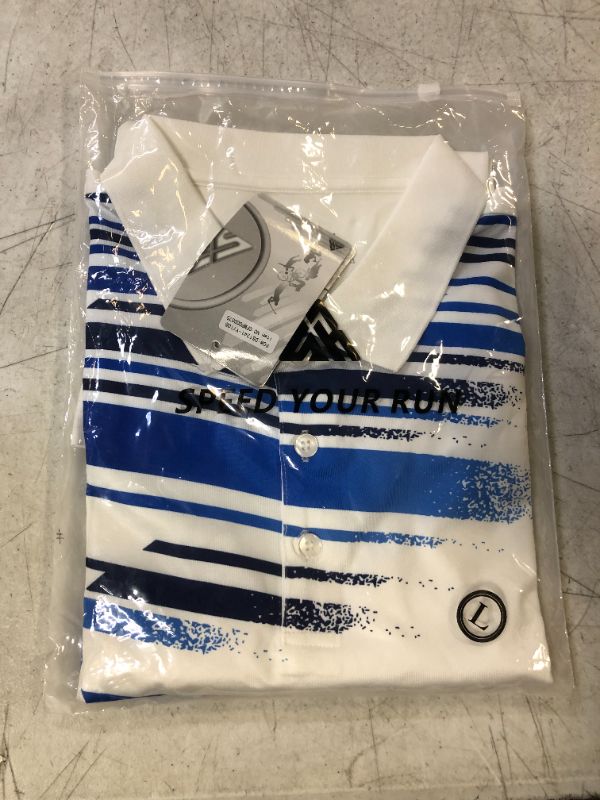 Photo 1 of MENS POLO SHIRT BLUE/WHITE LARGE