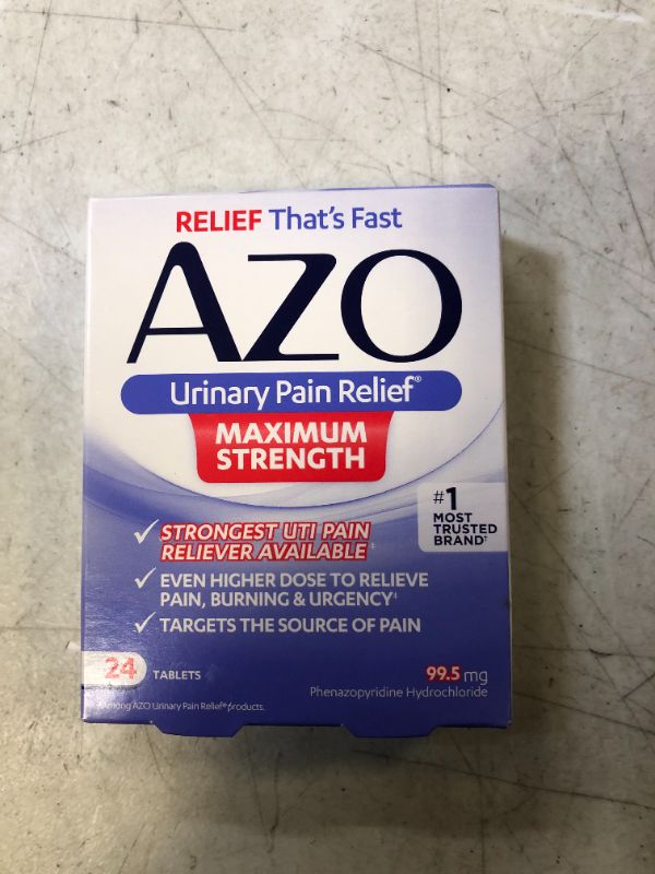 Photo 3 of AZO Urinary Pain Relief Maximum Strength | Fast relief of UTI Pain, Burning & Urgency | Targets Source of Pain | #1 Most Trusted Brand | 24 Tablets AZO Max Strength 24CT EXP 12/2025