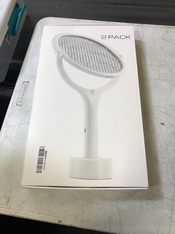 Photo 3 of 2-Pack Rotating Head Rechargeable Electric Fly Swatter Electric Fly Swatter Racket Bug Zapper Racket Mosquito Zapper Bug Zapper Indoor Fruit Fly Zapper Racket Spider Killer Gnat Trap Wasp Catcher 2 - Pack