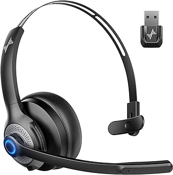 Photo 1 of JIAMQISHI Wireless Headset with Microphone Bluetooth Headphones - Bluetooth V5.2 Headphones with USB Dongle & Mic Mute for PC/Computer/Laptop/Call Center/Zoom/Online Class/Trucker - Bluetooth Headset

