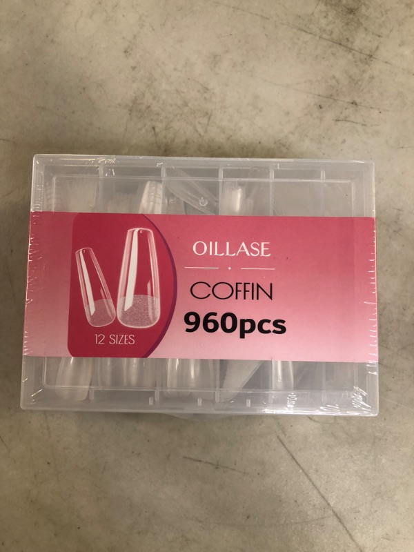 Photo 2 of 960pcs Coffin Nails Tips, 12 Size Clear Fake Nails, Medium Coffin Nail Tips Upgraded Matte, Soft Gel Nail Tips for Acrylic Nails Professional, Full Cover Ballerina Nail Tip Kit with Box for Women
