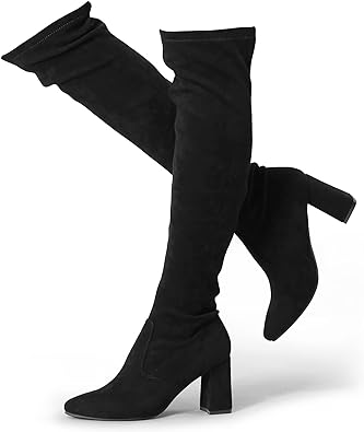 Photo 1 of Hawkwell Women's Fall Winter Comfort Thigh High Boots Black Pointy-toe and High-heel Over The Knee Boots
11