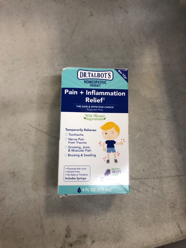 Photo 2 of Dr. Talbot's Pain + Inflammation Relief Liquid Medicine for Children, Includes Syringe, Grape Juice Flavor, 4 Fl Oz