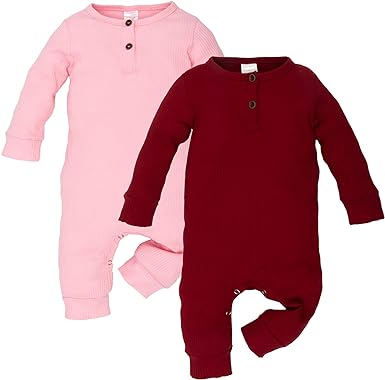 Photo 1 of Yookoom Baby Boys Girls 2 Pack Romper Jumpsuits Short Sleeve One Piece Clothes Sets 0-3M 2pc-pink and red