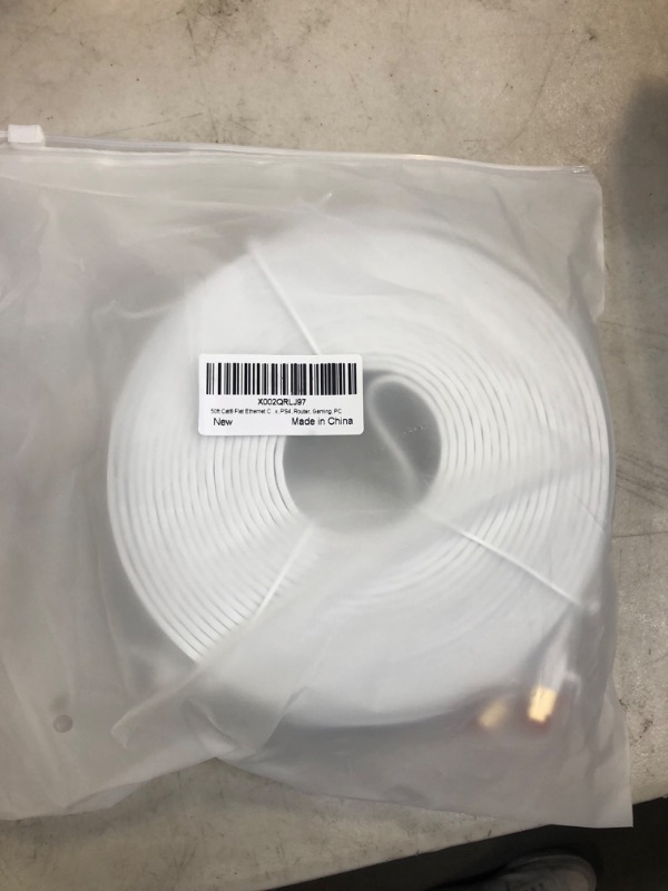 Photo 1 of DEFACE Cat 8 Ethernet Cable 50 Ft Cat8 Internet Cable Flat Gigabit High Speed Shielded RJ45 LAN Cable for PS4, Xbox, Router, Modem, Gaming, White 50FT White