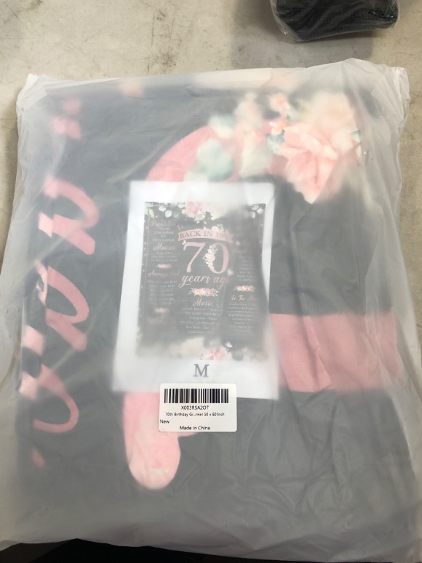 Photo 1 of 70th birthday pink and black 50x60 blanket