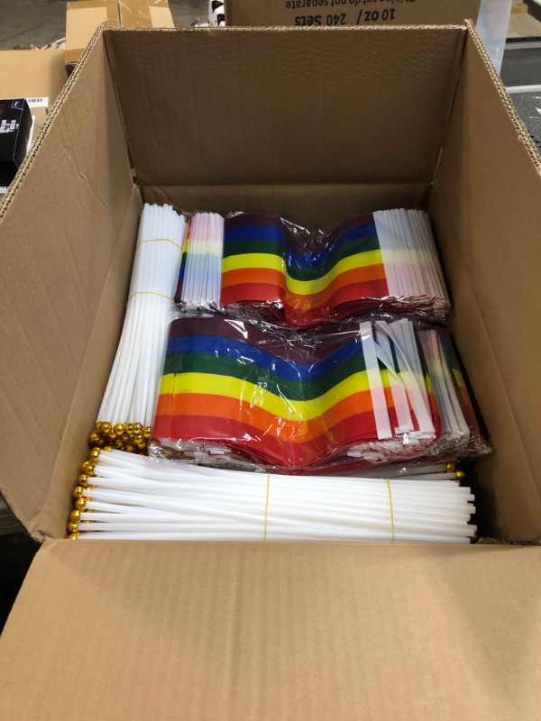 Photo 1 of 500 Pack Pride Flags 500Pcs Pride Bracelets, Rainbow LGBTQ Flags, Pride Bracelets for Women Men, Gay Pride Flags Bracelets Bulk, Gay Lesbians Pride Accessories Stuff for Parade Party Favors

