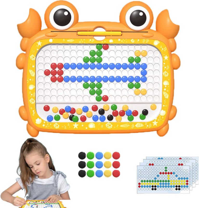 Photo 1 of BALOBOO Toddler Toys Magnetic Dot Art Drawing Board for Kids Large Crab Magnetic Doodle Board with Pen and Beads, Educational Preschool Toy, Great Birthday Gift for Boys and Girls Ages 3-6
