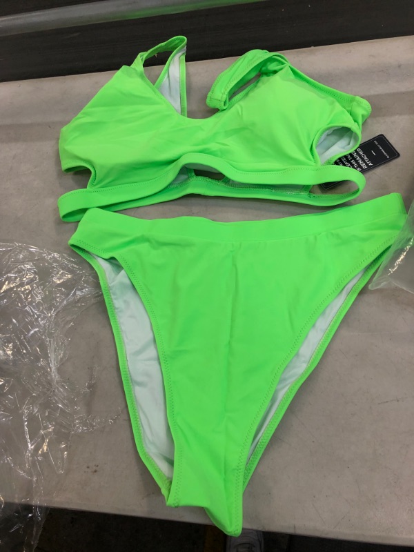 Photo 1 of 2 piece neon green bathing suit size xl