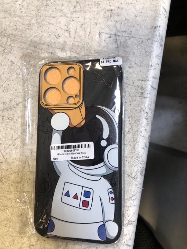 Photo 2 of Yonds Queen for iPhone 14 Pro Cute Case, Cool Cartoon Astronaut Space Design Stylish Bumper Soft TPU Rubber Protective Anti-Slip Shockproof Creative Case(Black Telescope, iPhone 14 Pro)
