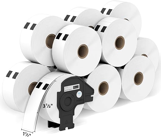 Photo 1 of Printholic - 12 Rolls Compatible with Brother DK 1201 (1-1/7" x 3-1/2") Labels Barcode Shipping Labels - 400/Roll Adress Labels for Brother QL Label Printers - Include 1 Detachable Frame