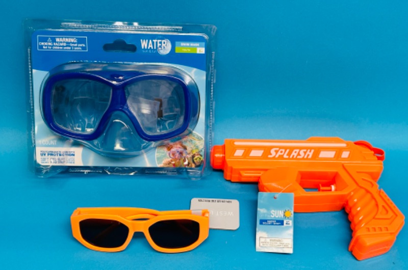 Photo 1 of 810882…youth swim mask, water squirt gun, and sunglasses 