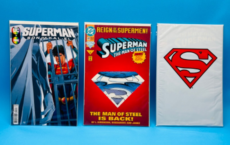 Photo 1 of 811001…3 Superman comics in plastic sleeves 