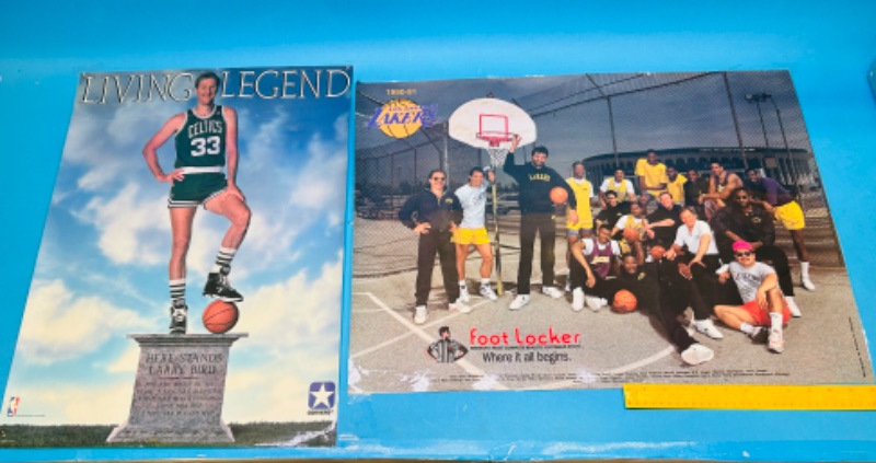 Photo 1 of 811126… vintage basketball laminated posters - foot locker Lakers and Converse Larry Bird 