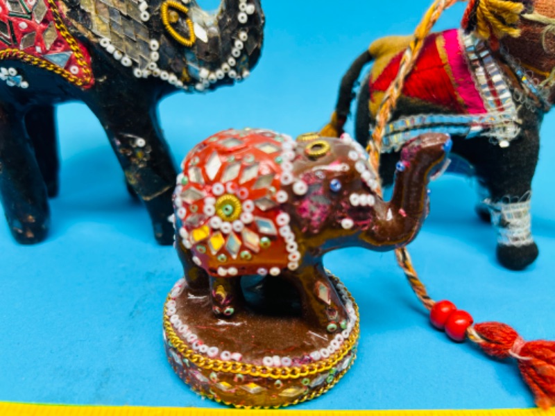 Photo 2 of 811131…3 vintage decorated elephant figures 