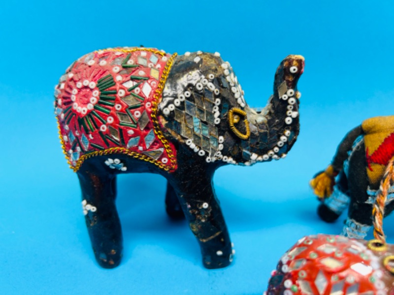 Photo 5 of 811131…3 vintage decorated elephant figures 