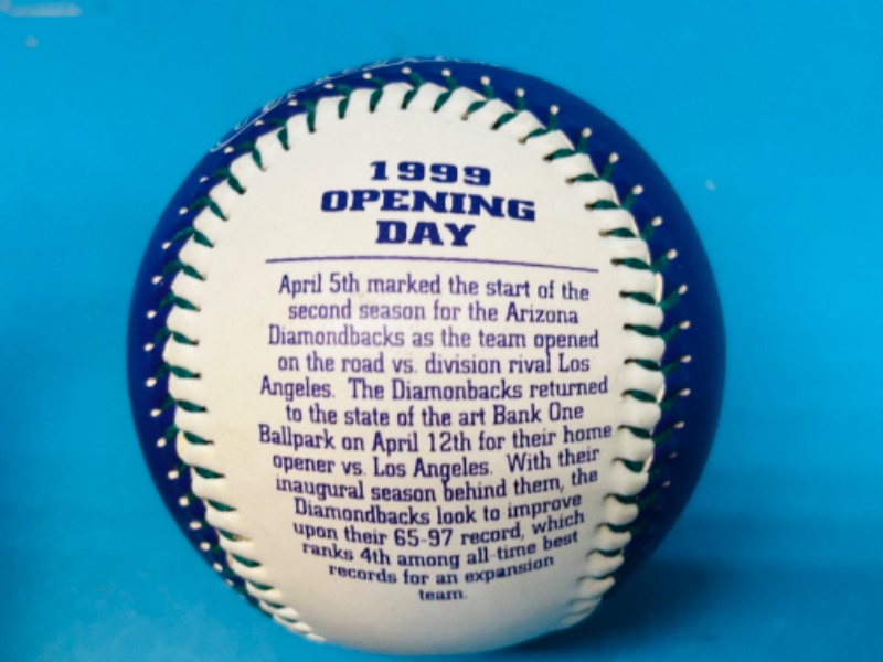 Photo 5 of 811138…New York Yankees autographed baseball and opening day Diamond Backs ball