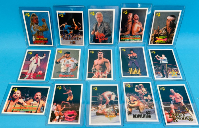 Photo 1 of 811193…15  vintage classic WWF cards in hard plastic sleeves 