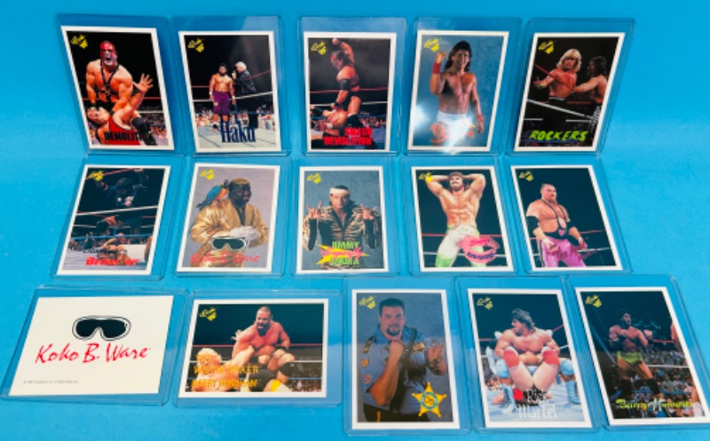 Photo 1 of 811197…15  vintage classic WWF cards in hard plastic sleeves 